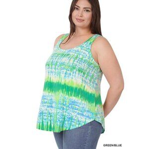 Tie-Dye Sleeveless‎ Women's Plus 3X Size Tank Top - Green/Blue - Summer Fashion